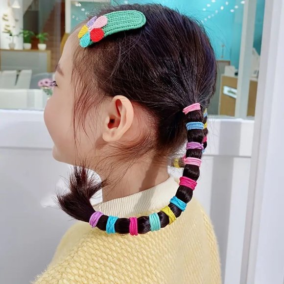 200pcs Of Cute Hair Ties For Kids & Girls - Colorful Elastic Polyester Hair Ties - Picture 4 of 11